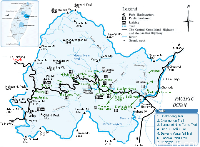 Taroko Gorge National Park Tour Guide, Taiwan taroko gorge map - Taroko Gorge National Park Tour Guide, Taiwan