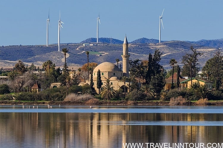 Hala Sultan Tekke Mosque at the Salt Lake in Larnaca Cyprus
